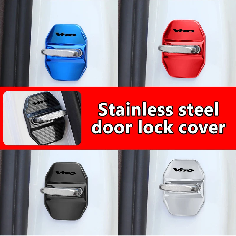 For Benz 4PCS Car Styling Door Lock Cover Stainless Steel Protection Accessories Exclusive AMG VITO W124 CLS C300 W204 W222 W205