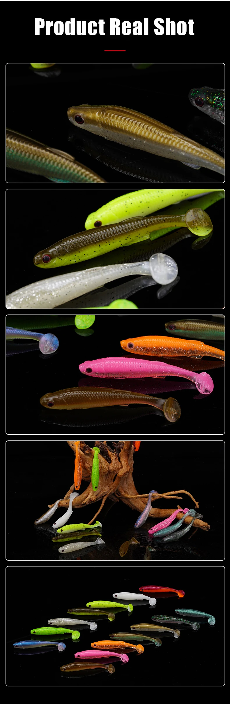 FISHANT Fat Real Fish T-Tail Soft Bait 2,0/2,5/2,8 Zoll schwimmender Köder für Wildfischen Wettkampffischen Mandarinenfisch Bass – Detail 5