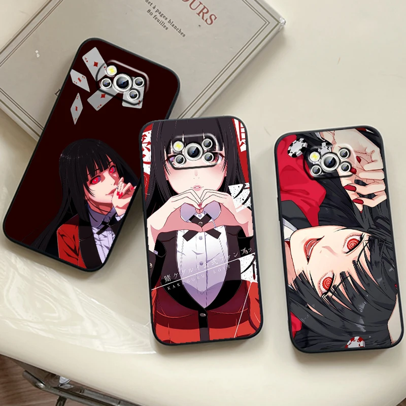 J-Jabami Y-Yumeko Kakeguruis For Xiaomi Mi Poco F5 F4 F3 X6 X5 X4 X3 M6 M5 M5S M4 M3 C65 Pro GT NFC 5G Black Soft Phone Case