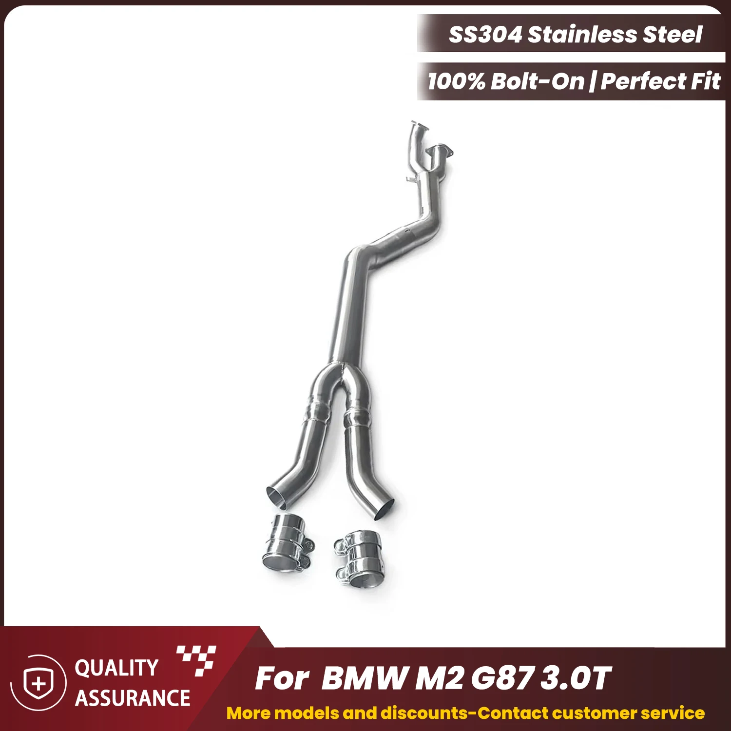 

High Flow High Quality Large Diameter Middle pipe ECCF Stainless Steel for BMW M2 G87 3.0T Plug & Play No Tuning Warranty Safe