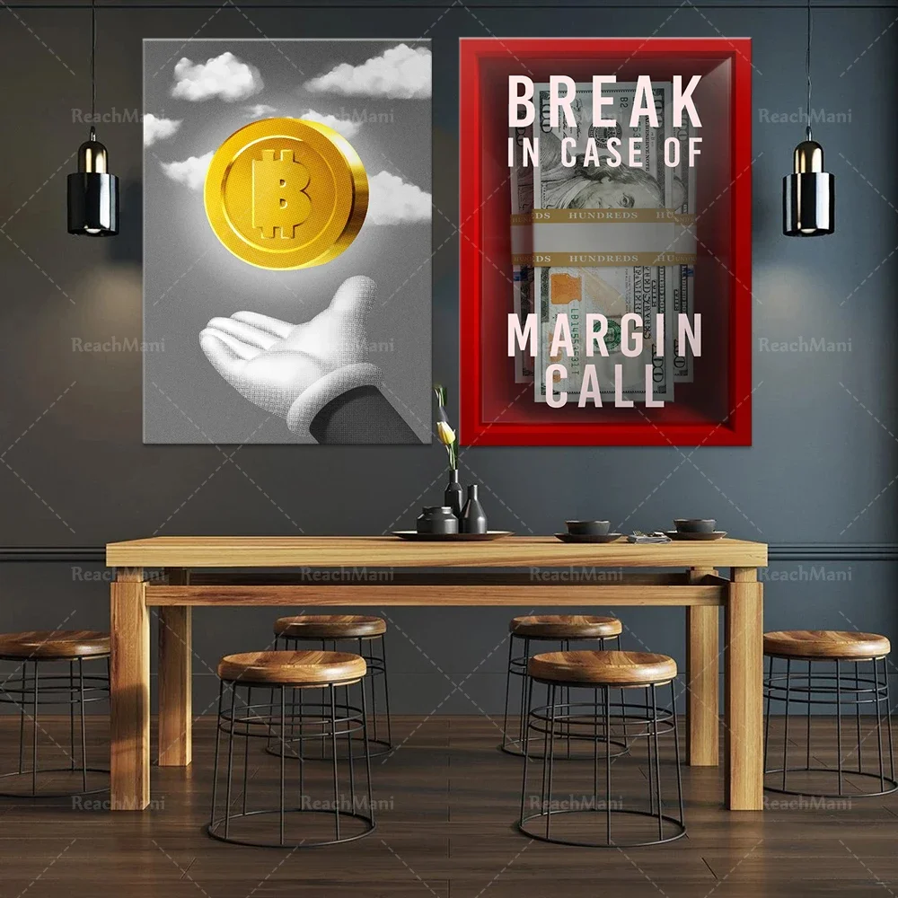 توقف على هامش الاتصال قماش الفن، تشفير ملصق ديكور مكتب بيتكوين، تاجر اليوم، شارع الحائط #3