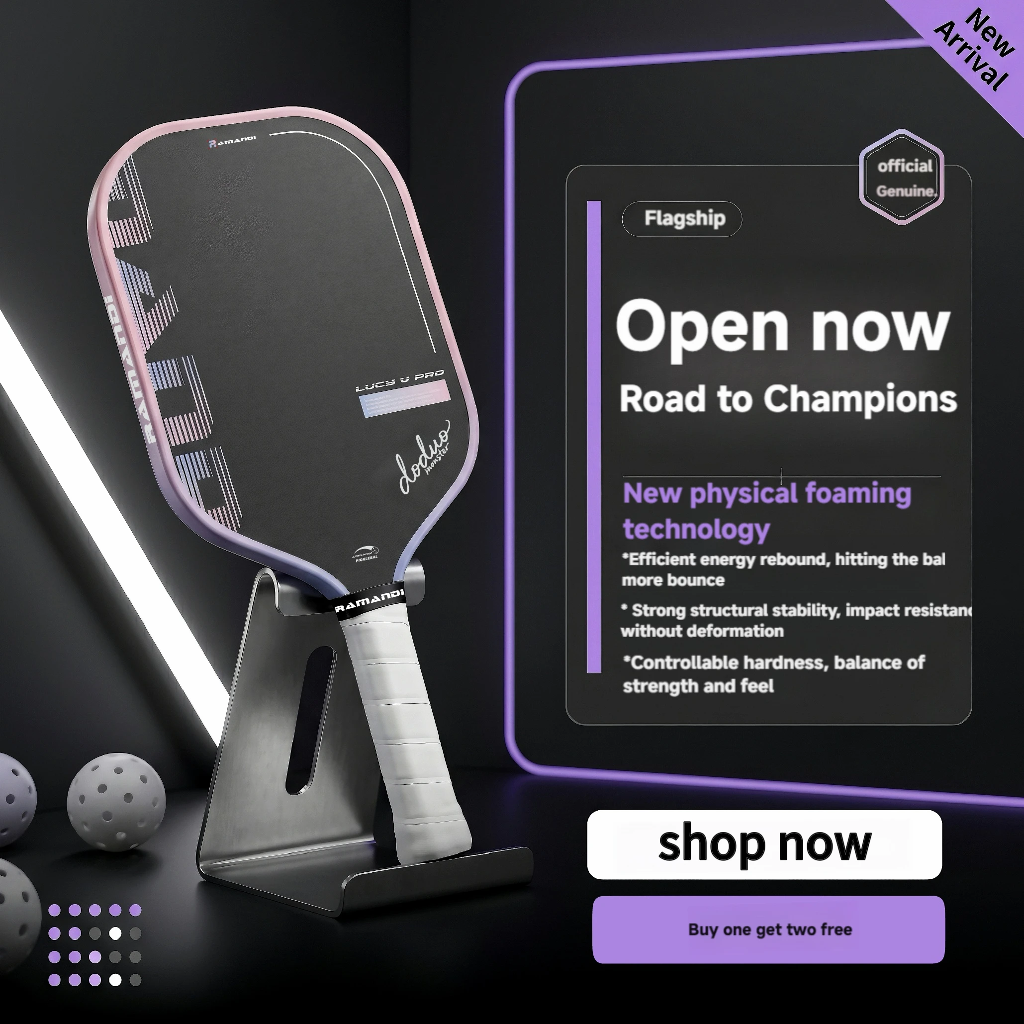 

RAMANDI Lucy V pickleball paddle, multi-layer T700SC textured carbon fiber pickleball paddle, high-performance MPP EVA core