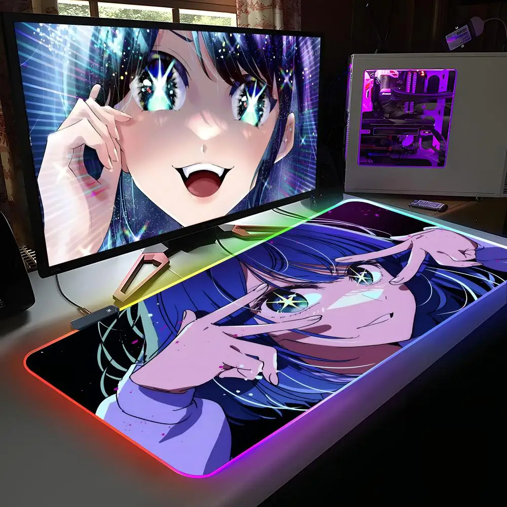 

Oshinoko Akane Kurokawa Mouse Pad RGB Rubber Computer Laptop Official Game Colored esports Aesthetic Pretty Fashion Luxury Mat