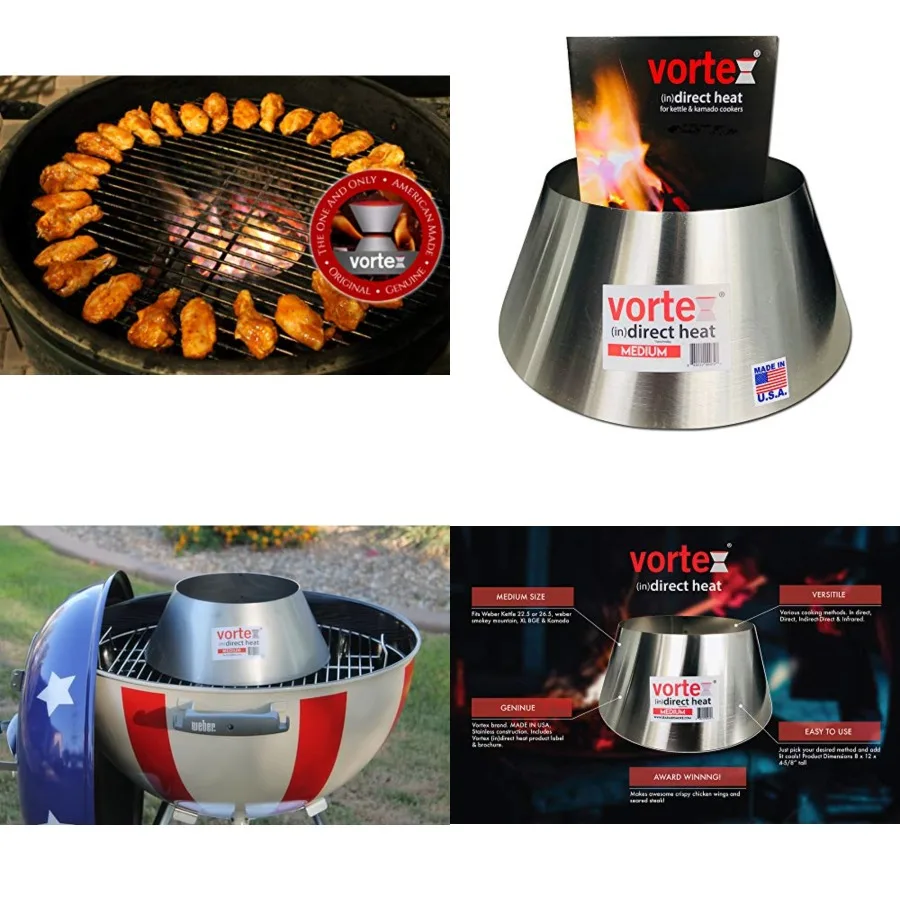 

VORTEX IN DIRECT HEAT for Charcoal Grills, Medium Size - For Weber Kettle 22 26.75 WSM Smokey Mountain XL Kamado XL Big Green E