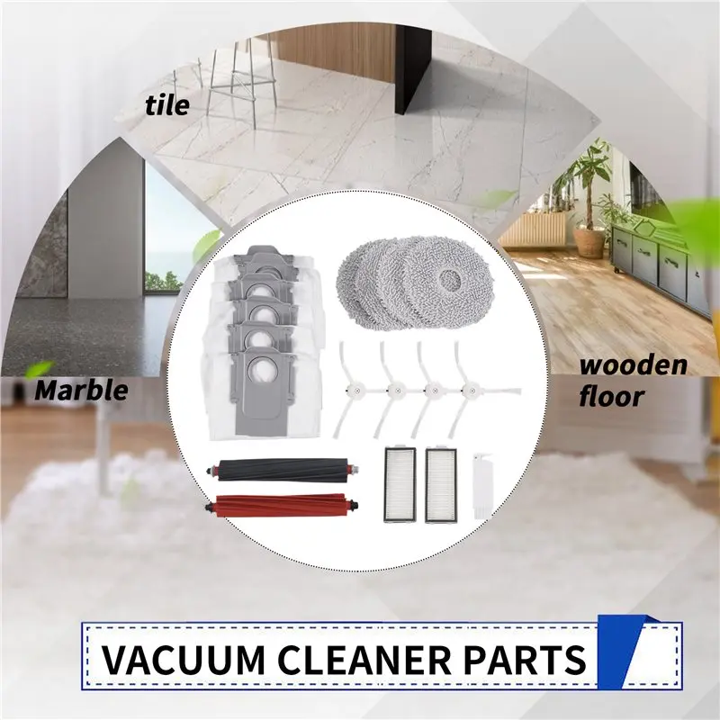 A27F-For Roborock Q Revo Master, Qrevo Slim Robot Vacuum Main Side Brush HEPA Filters Mop Pads Dust Bags Accessories Kit