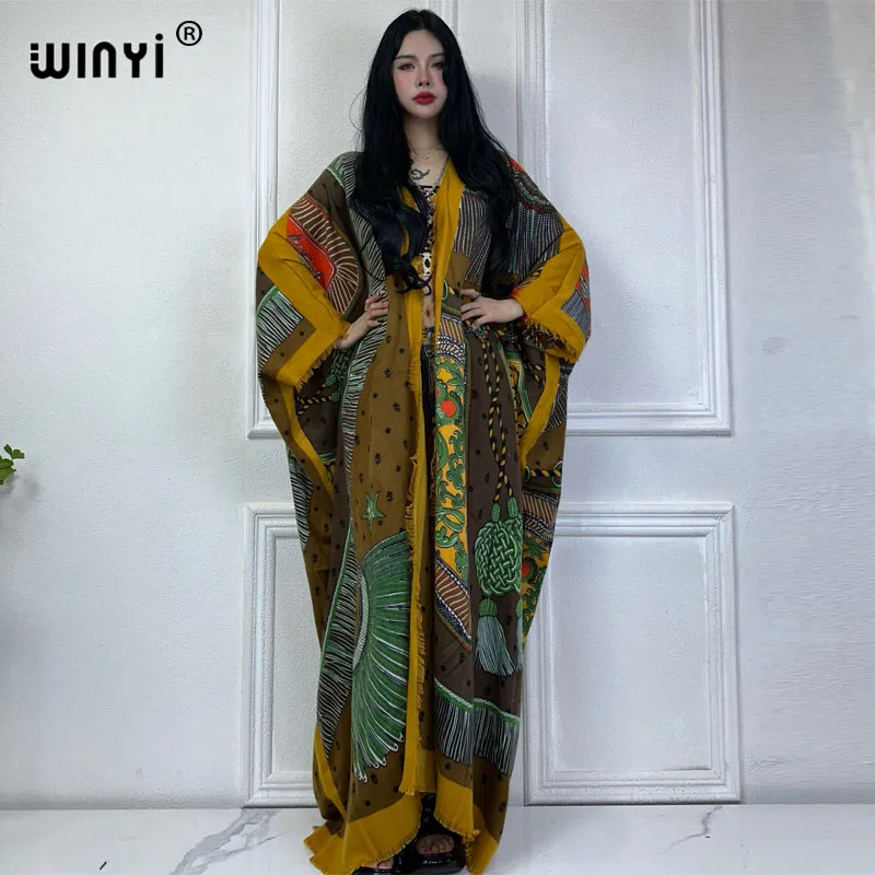 WINYI jesienna afrykańska sukienka moda na wybieg boho zimowy kardigan kobieta kimono imprezowa sukienka damska abaya stroje dla kobiet płaszcz