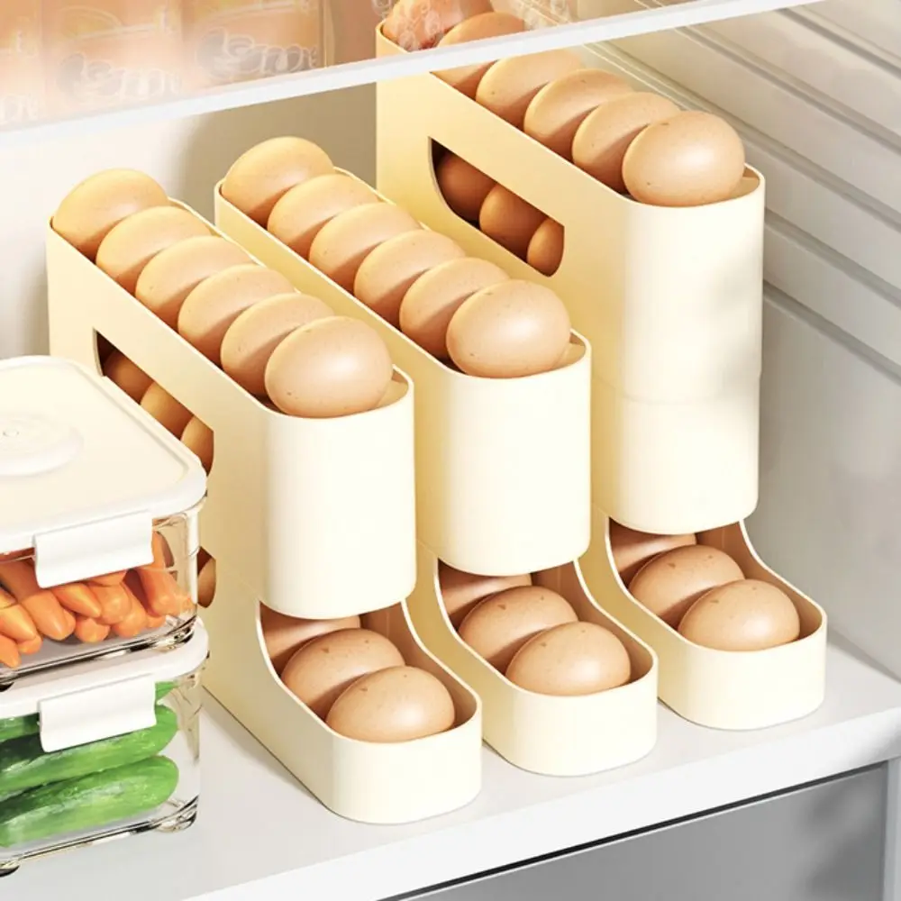 2/3/4 Layers Automatic Egg Roller Refrigerator Storage Box Egg Rolling Storage Rack Kitchen Storage Container