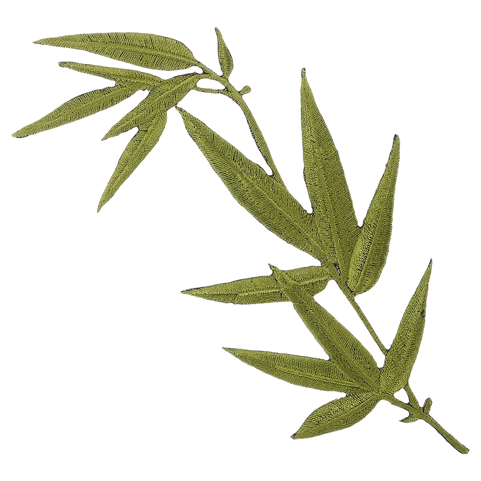 

Chinese Style Bamboo Leaf Cloth Patch Rayon Embroidered Patches Iron On Wear Resistant Appliques DIY Supplies Sewing Accessories