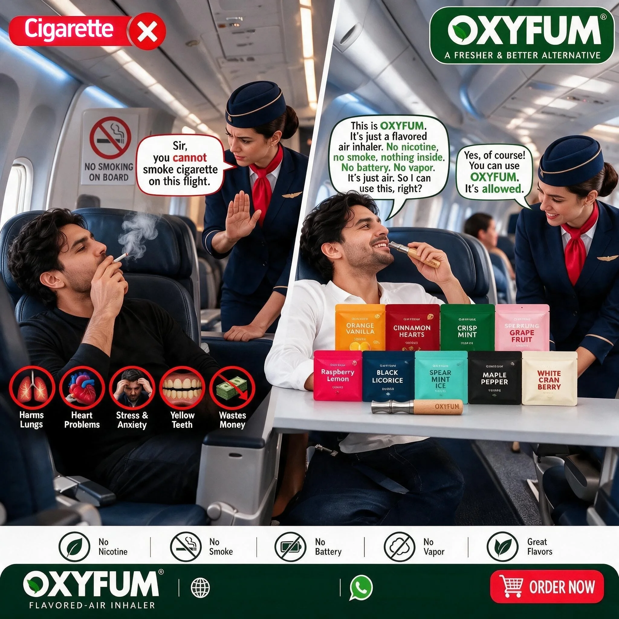 OXYFUM Quit Smoking Stop Smoking Inhaler Mouthpiece Aromatherapy Aromaterapi Artifact Device+3 Packs of Random Flavors image 2