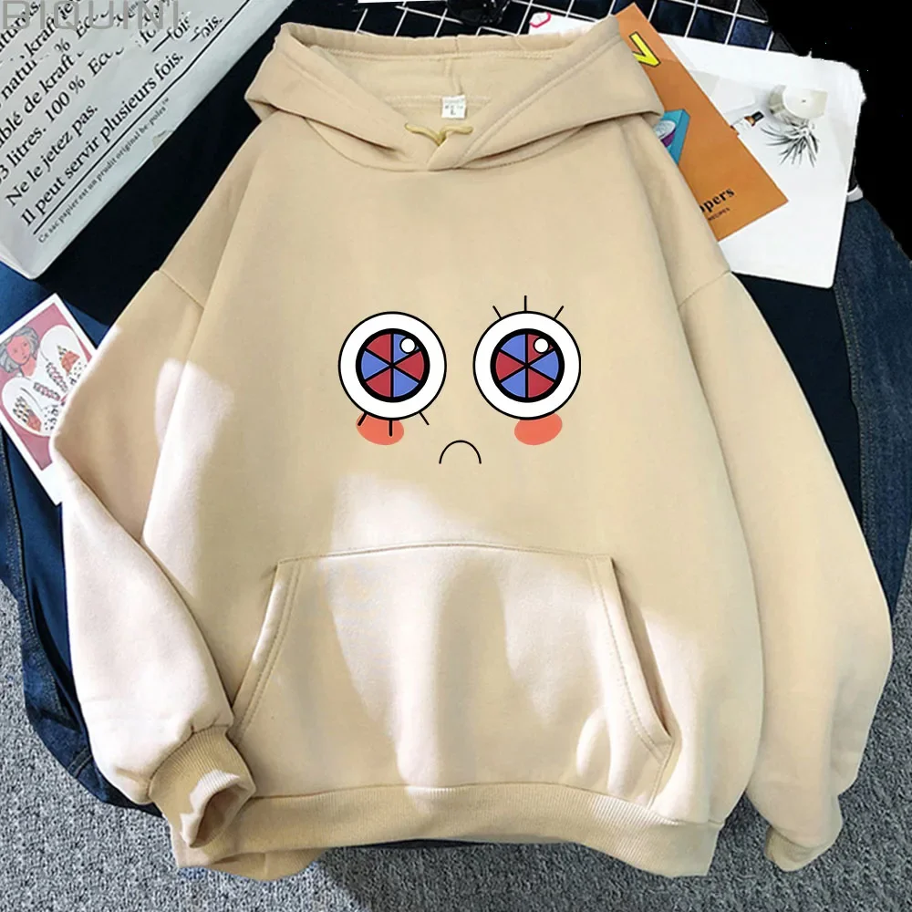 O incrível circo digital pomni olho hoodies anime feminino/masculino roupas unisex moletom vintage kawaii/fofo dos desenhos animados harajuku topos