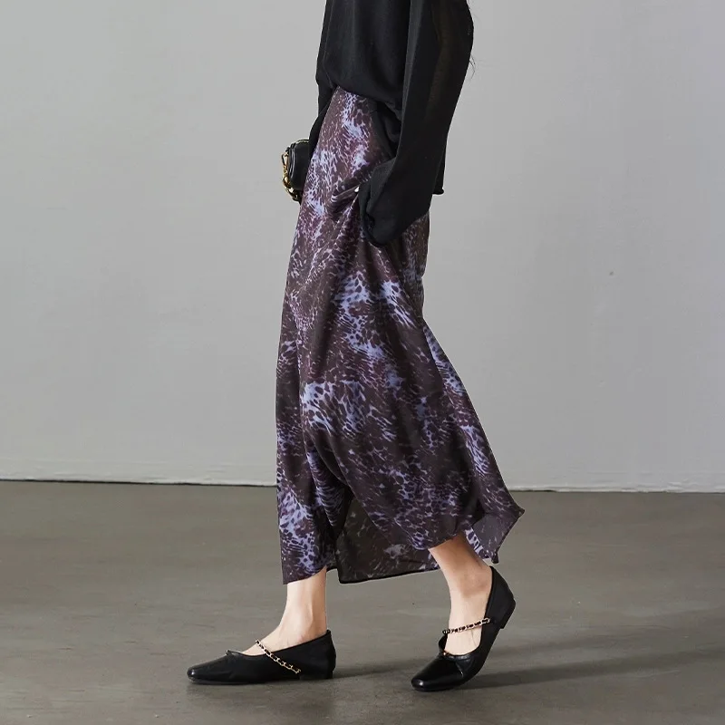 2025 Spring Fashion Retro Elegant High Waist Print Leopard Print Skirt Women's Long Dress