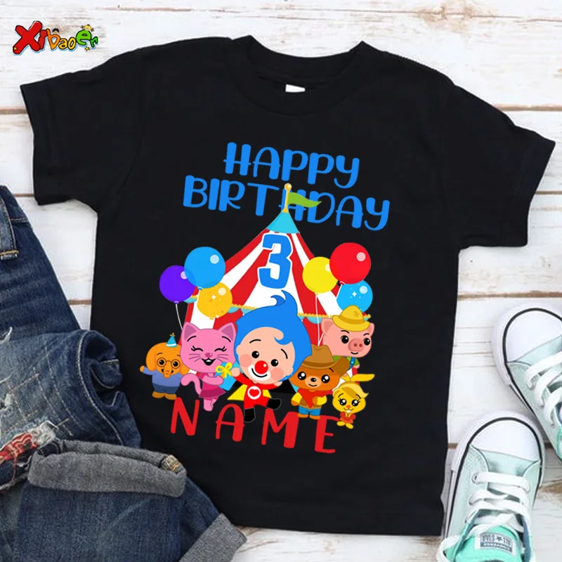Camiseta de cumpleaños Plim para niños, camisas de fiesta para niños, camisas de edad personalizadas, nombre personalizado, camisa de bebé para niños pequeños, Verano