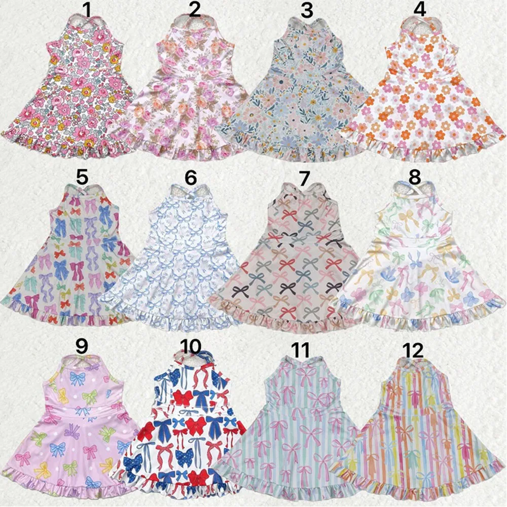 

Fashion Swimsuits Sibling Baby Girls Straps Sports Wear Yoga Athletic Knee Length Boutique Kids Designer Clothes Girls Dresses