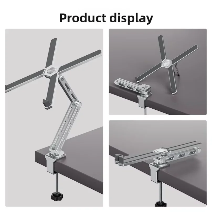 2-in-1 Detachable Laptop Mount for Desk, Tablet Arm Mount with 360° Rotating, Aluminum Laptop Tray, Foldable Computer Stand/Hold 6