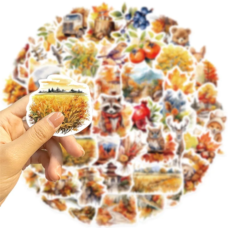 10/30/50PCS Vintage Colored Autumn PVC Sticker Aesthetic Hand Accounting DIY Decoration Scrapbooking Stationery Supplies