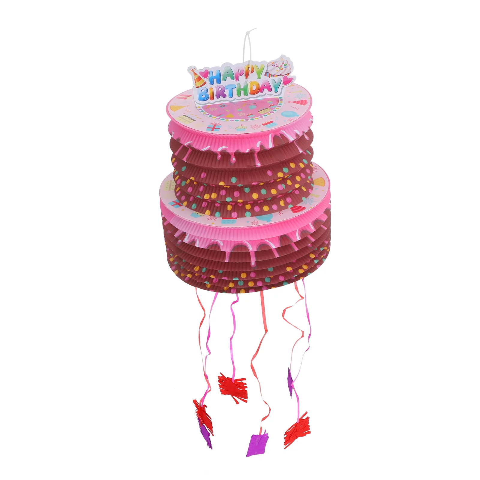 

Mini Pull String Pinata Paper Cake Decoration Prop Birthday Carnival Party Happy