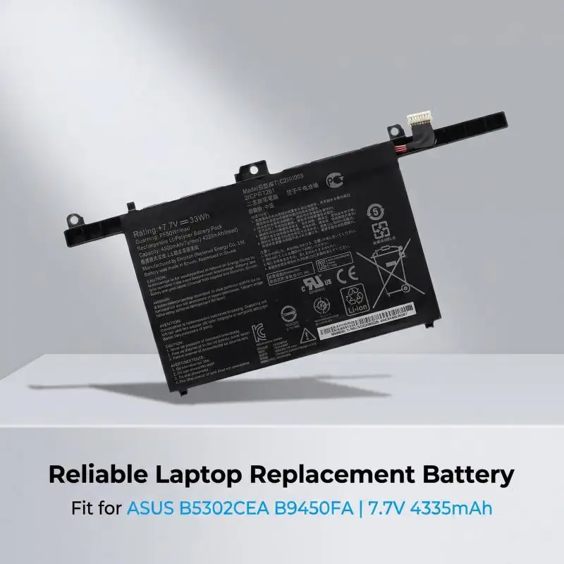 C21N1903 Laptop Replacement Battery  Compatible with ASUS B5302CEA B9450FA Notebook Spare Battery Part Number 0B200-03560000