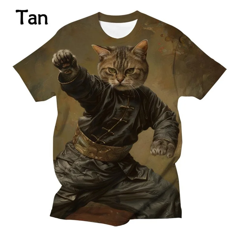 Funny Animal Print 3d T shirt men Fashion Casual oversize Tai Chi Animal T-shirt women kid cute cat funny short sleeve tees tops