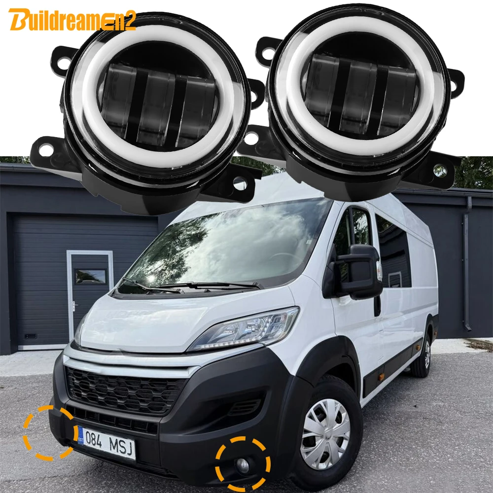 2 Pieces Car External LED Fog Light Angel Eye Turn Daytime Running Lamp DRL 30W 6000LM For Citroen Jumper E-Jumpy 2014-2026