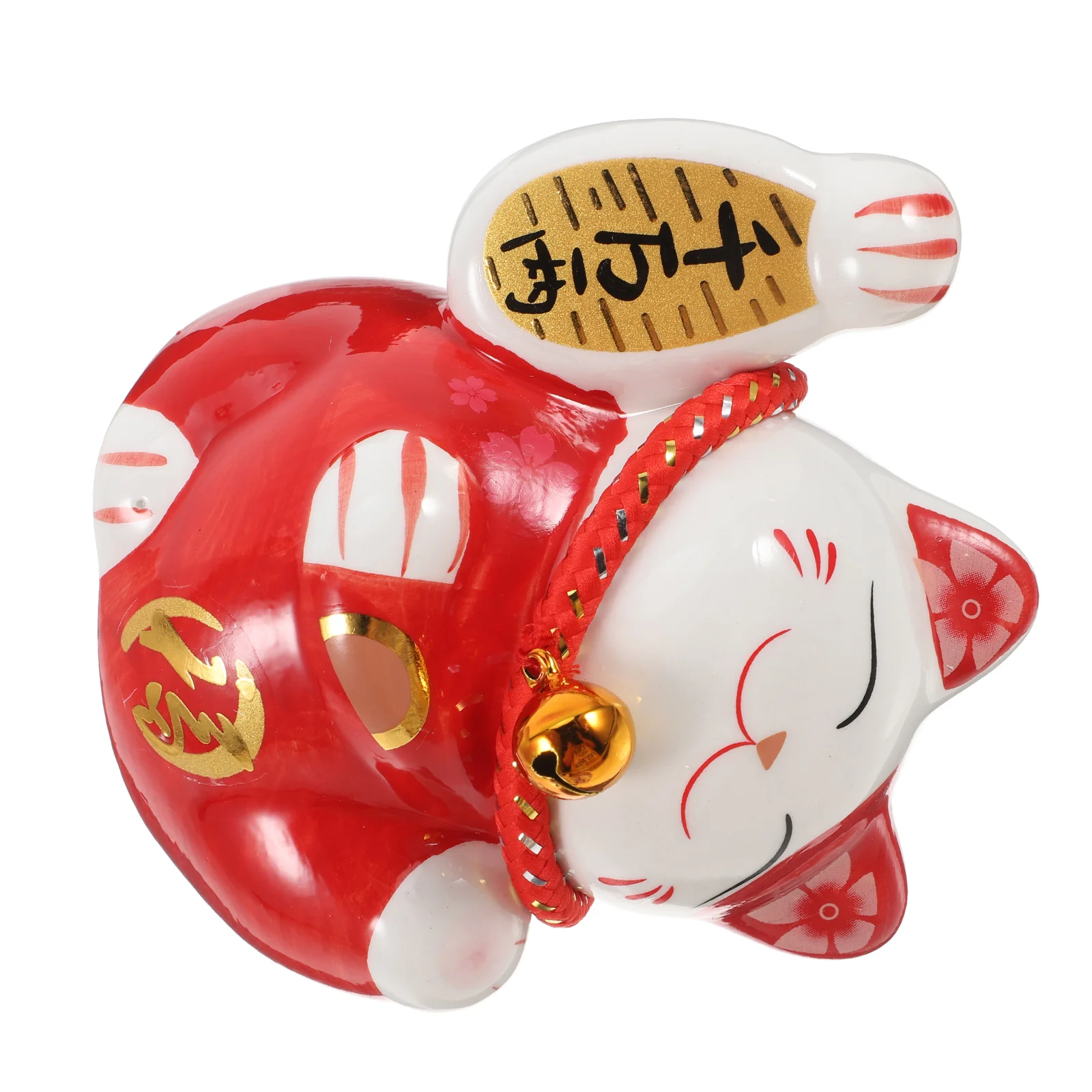 Lucky Cat Piggy Bank Ornaments for Kids Ceramic Money Gift Red Beckoning Maneki Neko Decorations