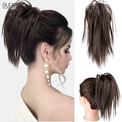 Cachos de cabelo encaracolado bagunçados sintéticos Presilha de garra na extensão de cabelo Chignon rabo de cavalo cabelo falso updo capa peruca para mulheres marrom vermelho