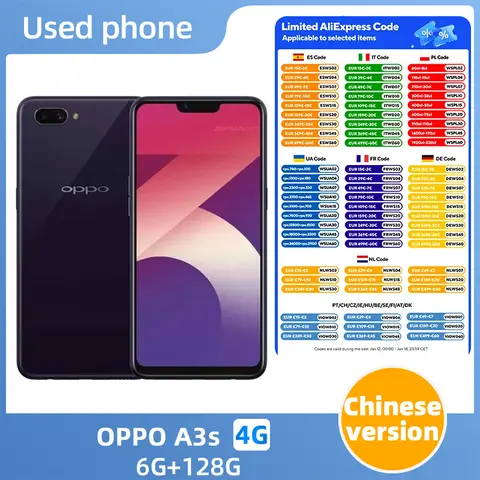 OPPO A3s 4G SmartPhone  6.2inch  4230mAh  13MP Cameras Android CPU  Qualcomm Snapdragon 450 Used Phone