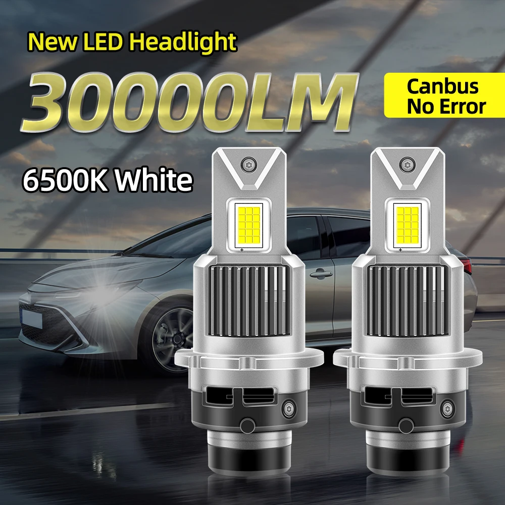 2Pcs 30000LM LED Headlights 230W D2S D4S D2R D4R Xenon Lights 6500K Two Sided CSP Chips Auto Headlamps 12V Plug and Play