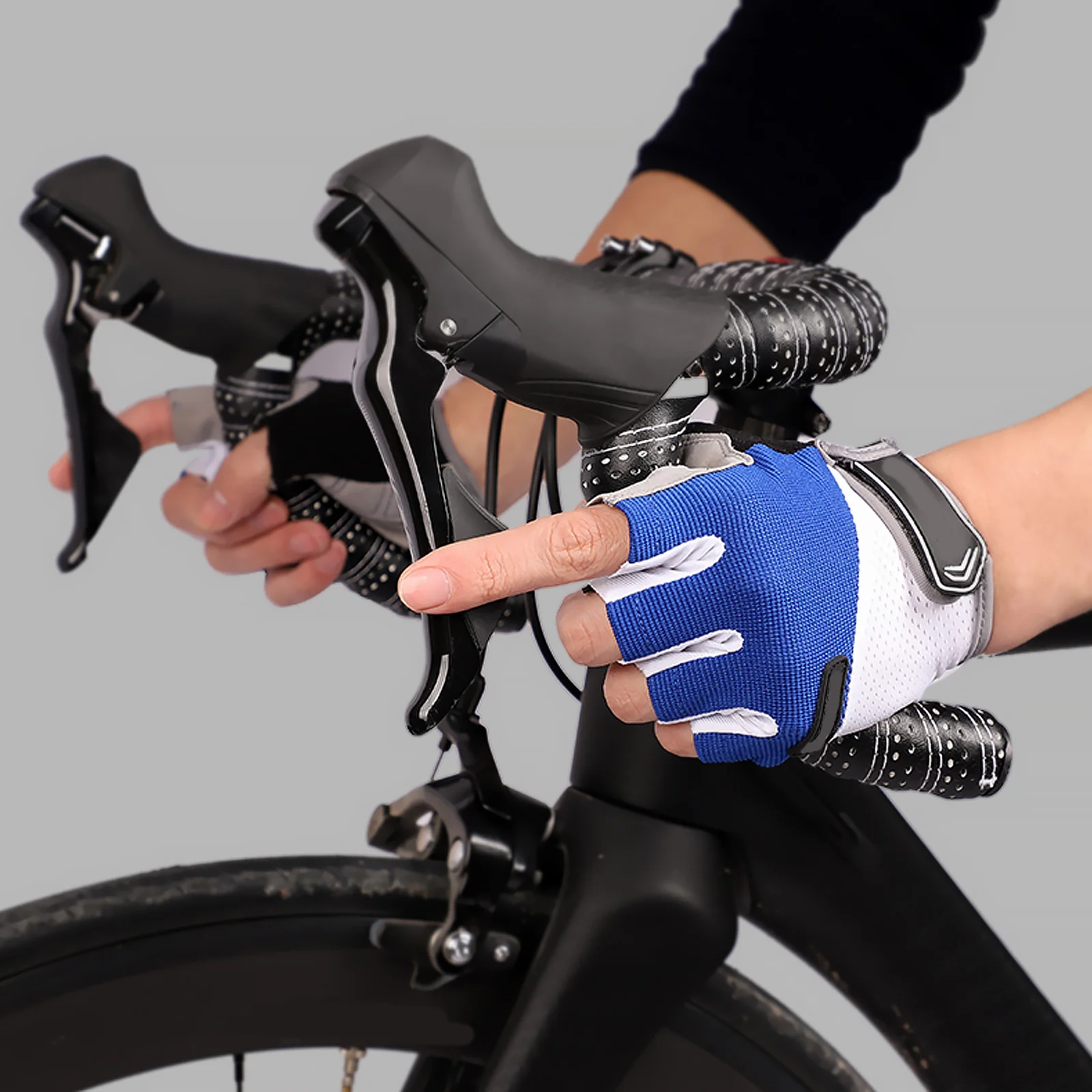 

1 Pair Half Finger Cycling Gloves Breathable Anti-Slip Moisture Absorbing Shock Absorption Road Bike Riding Gloves For Outdoor