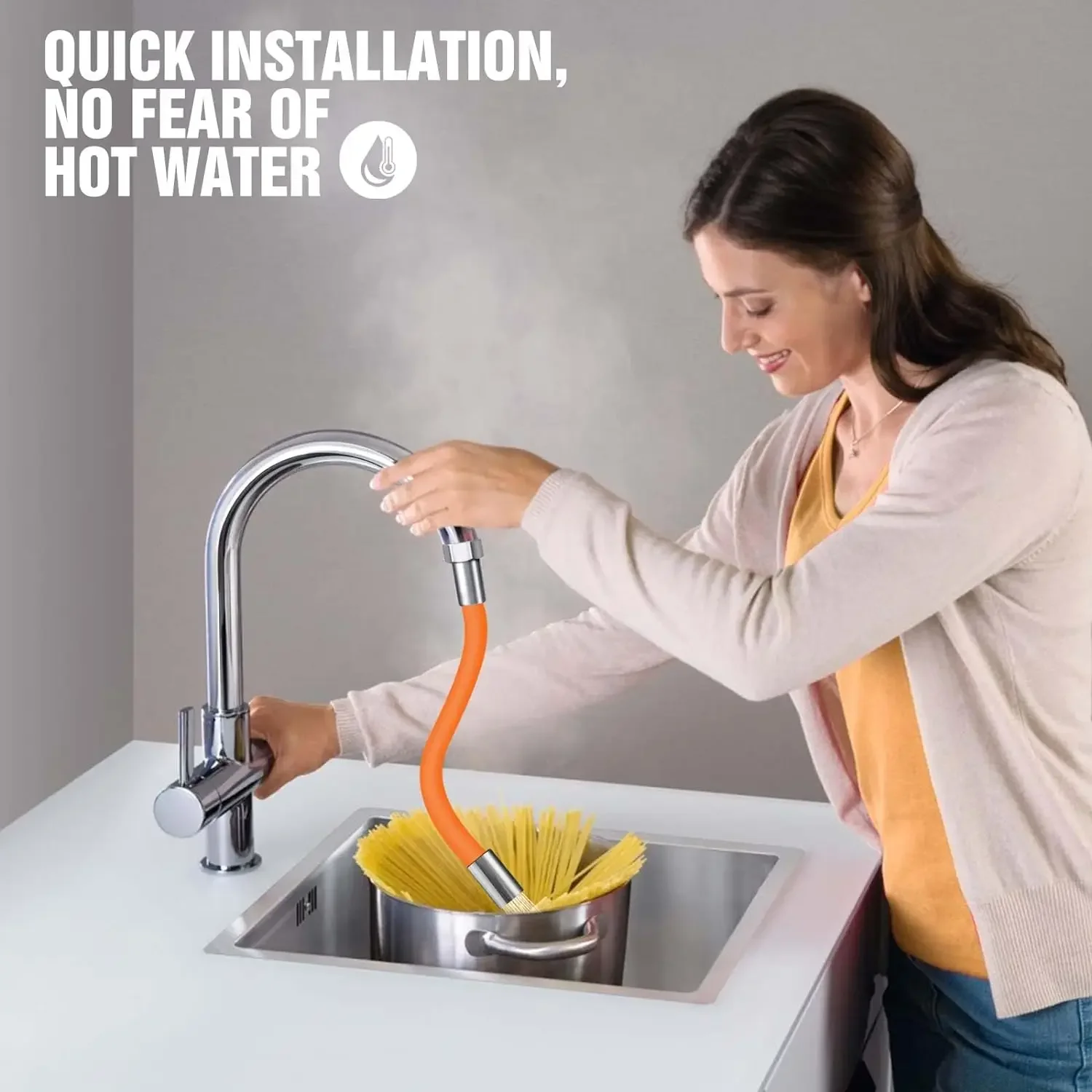 Water Faucet Extension Pipe, Universal Extended Water Pipe, Anti-Splash Extension Pipe bathroom accessories  faucet extender image 4