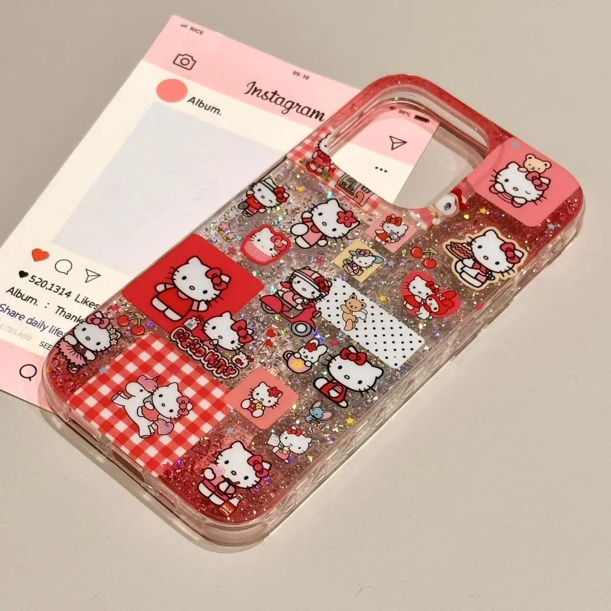 Ins لطيف الوردي كيتي الحياة اليومية جراب هاتف آيفون 17 الهواء 16 12 13 11 برو ماكس 15 زائد ميني XR X XS ماكس الليزر ورقة Y2K غطاء #3