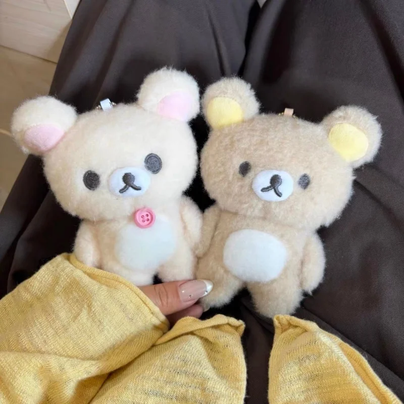 

10CM Rilakkuma soft fluffy fur plush toy keychain kawaii Korilakkuma cozy bear super soft plush Stuffed bear chill bag charm toy