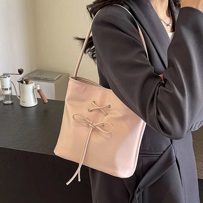 Richme Fashion Women Handbags 2024 New Sweet Girls Bucket Shoulder Bags Elegant Daily Luxury Designer Drawstring Bolso Mujer