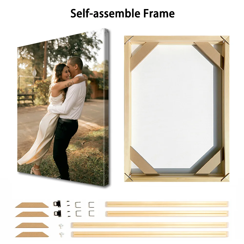 1 Pc Customized Photos on Canvas with DIY Wood Frame or frameless poster,Personalized Custom Photos for Your Lover,family,friend