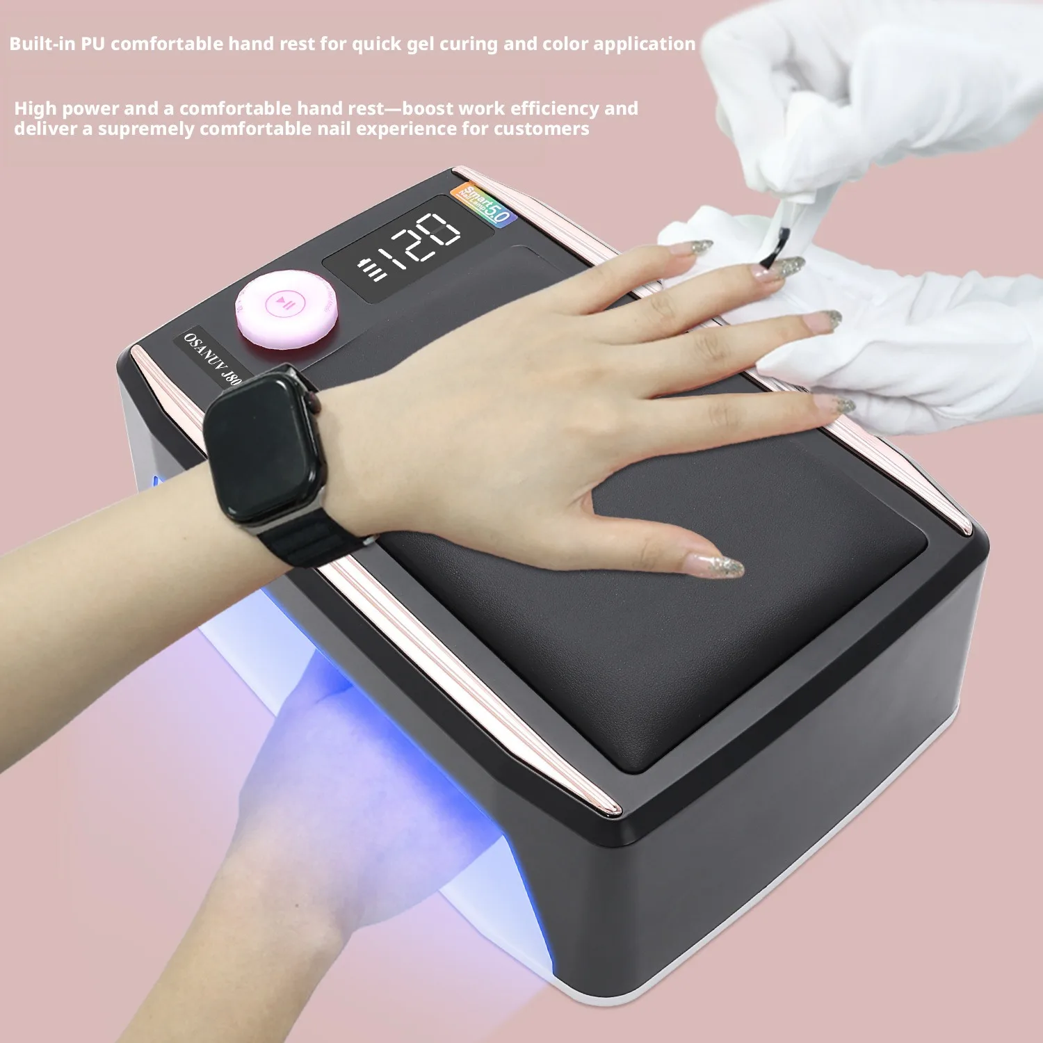 Hand Pillow Nail Lamp Battery Type 380w High-Power Wearable Nail Specific Intelligent Induction Nail Machine Baking Glue Lamp