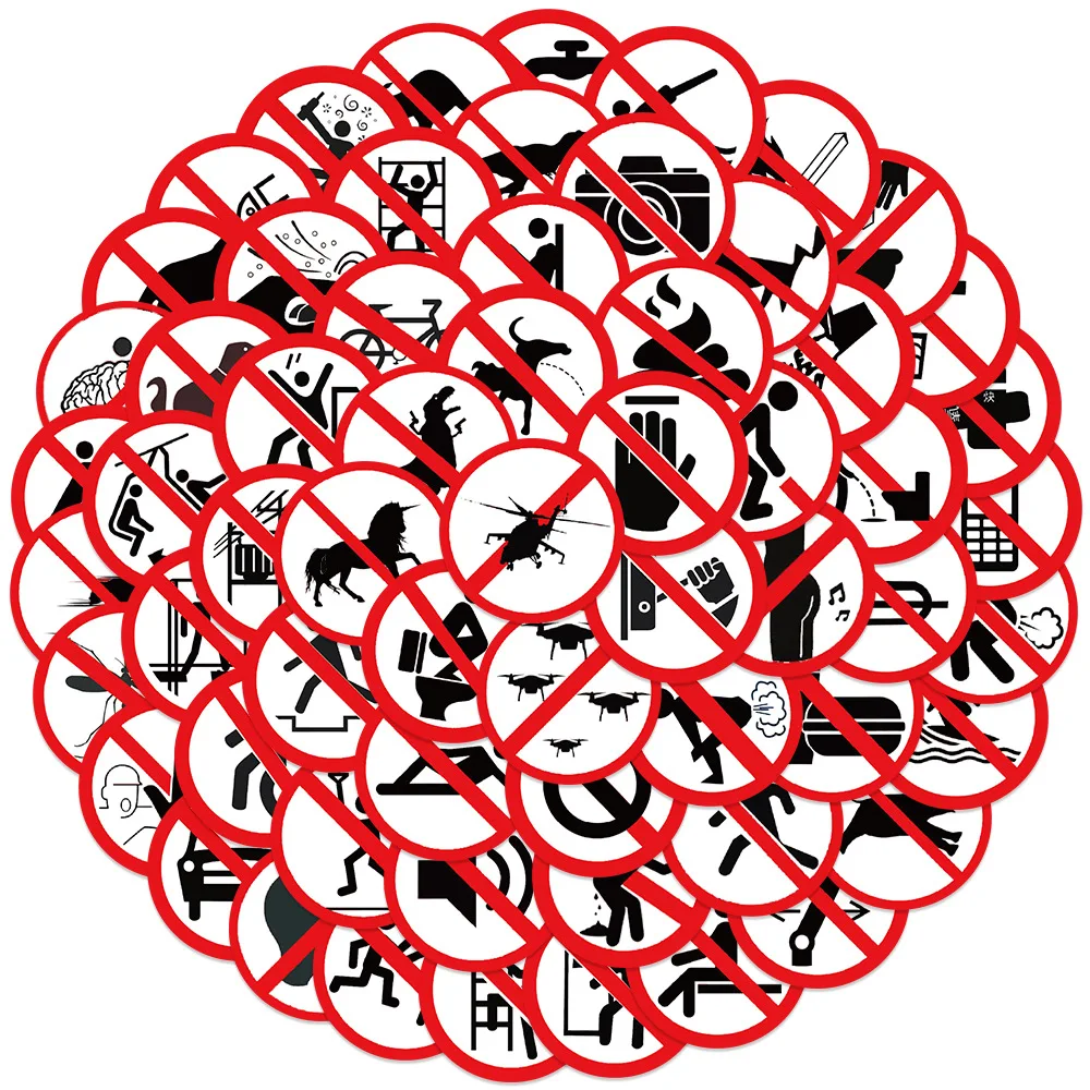 10/30/62PCS Danger Warning Sign Mark Sticker DIY Waterproof Bike Phone Suitcase Skateboard Car Wall Decals Graffiti Kids Toys