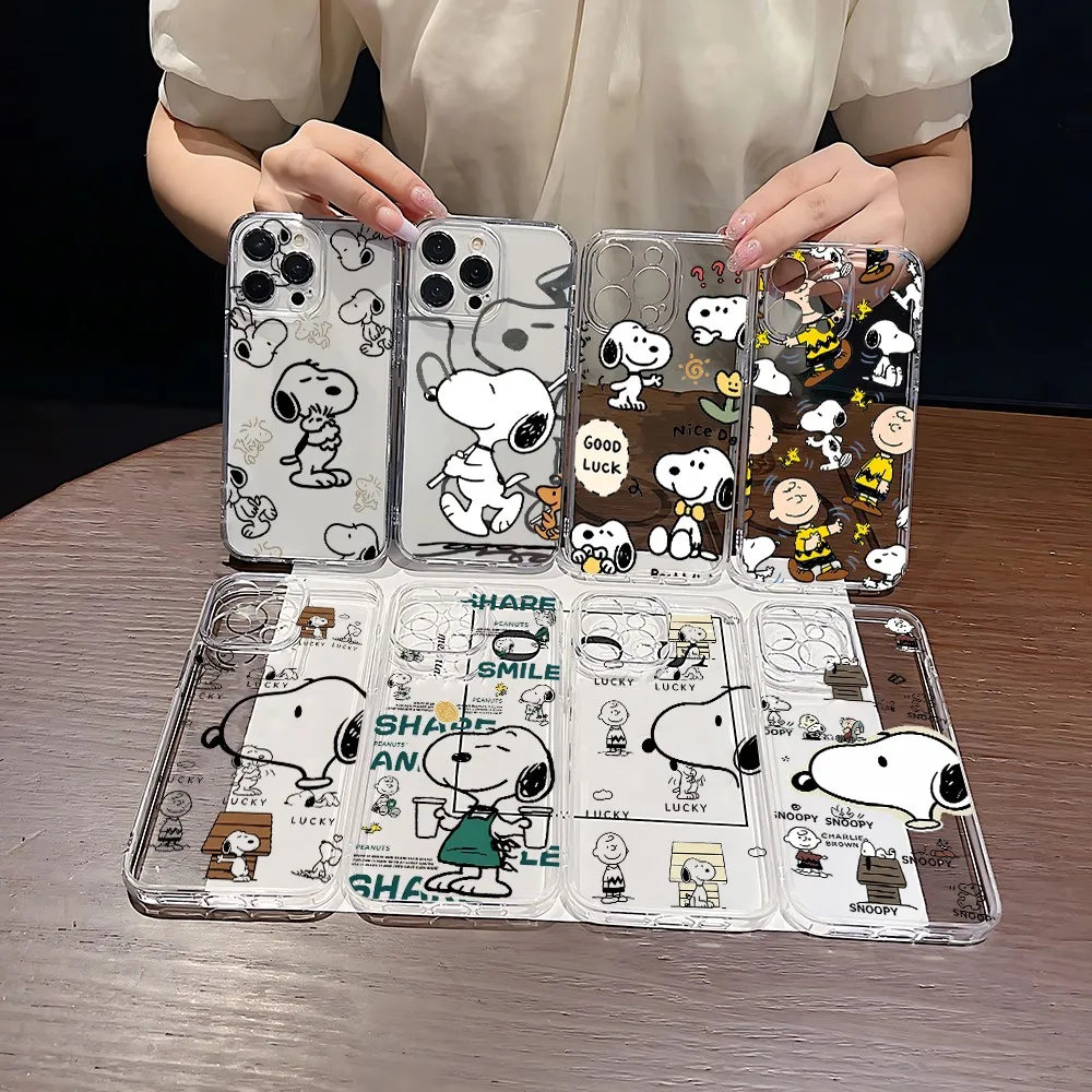 cartoon S‑Snoopys Phone Case For Samsung S26 S25 S24 S23 S22 S21 S20 FE Note20 Note10 Plus Lite Edge 5G Clear Soft TPU Cover
