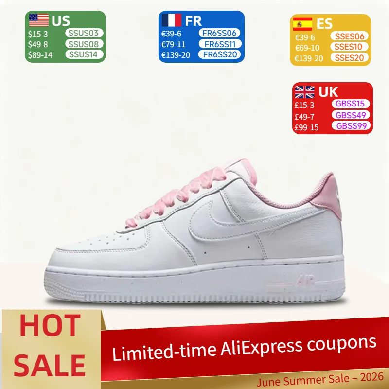 Nike Air Force 1 Low Trendy Pink Velvet Laces Zapatillas bajas elegantes, únicas, cómodas y versátiles para mujer HV4403-601