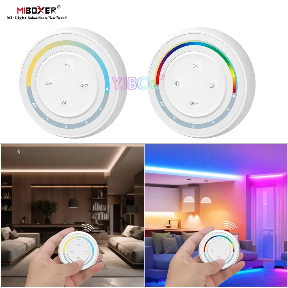 Miboxer 4 Zone Single color/CCT 2 in1 Light Bulb dimmer Switch 2.4G Rainbow Remote RGB/RGBW/RGBCCT 3 in 1 LED Strip Controller