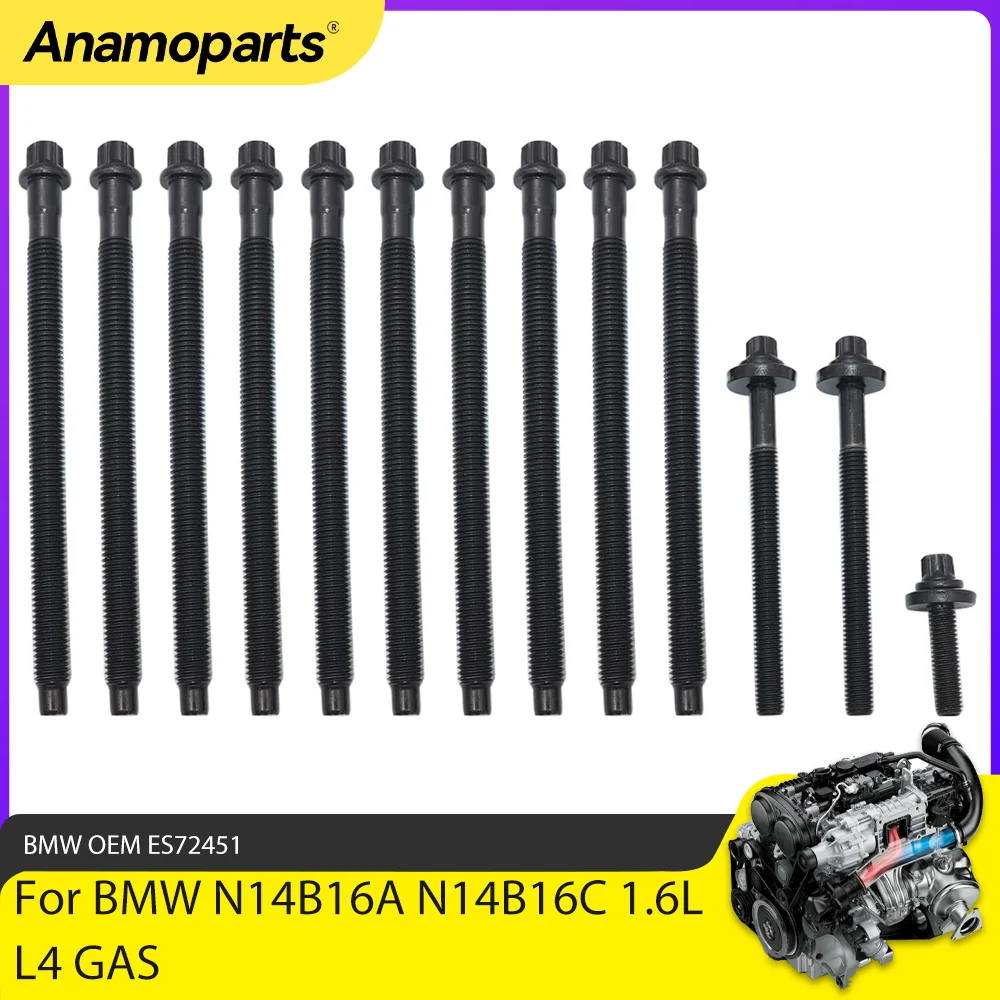 

Engine Parts Cylinder Head Bolt Set Fit 1.6 L For BMW Mini Cooper R56 R55 R57 R58 R60 R61 N12 N13 N14 N16 N18 1.6L GAS ES72451