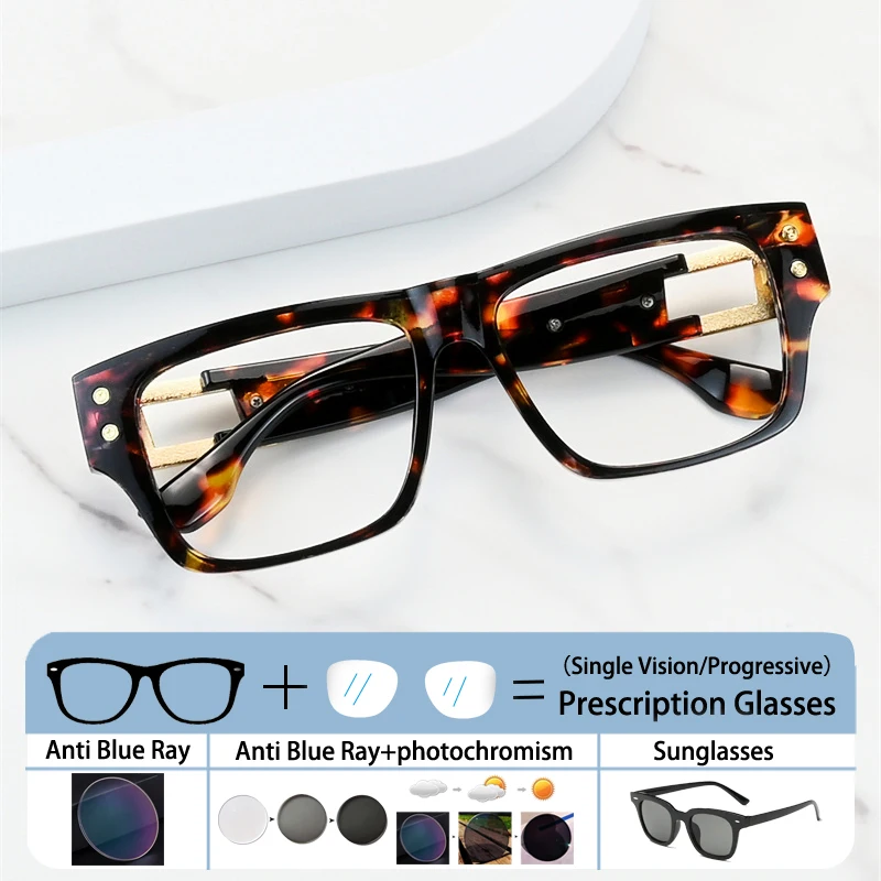 

Vintage Luxury Oversized Men Frame Prescription Hyperopic Glasses Men Optical Prescription Anti Blue Light Short Sight Eyewear