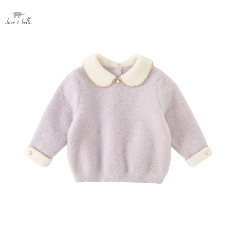 Dave Bella 2023 New Autumn Winter Girls Baby Children Top Knitted Sweater Pullover Fashion Casual Sweet DB4237325