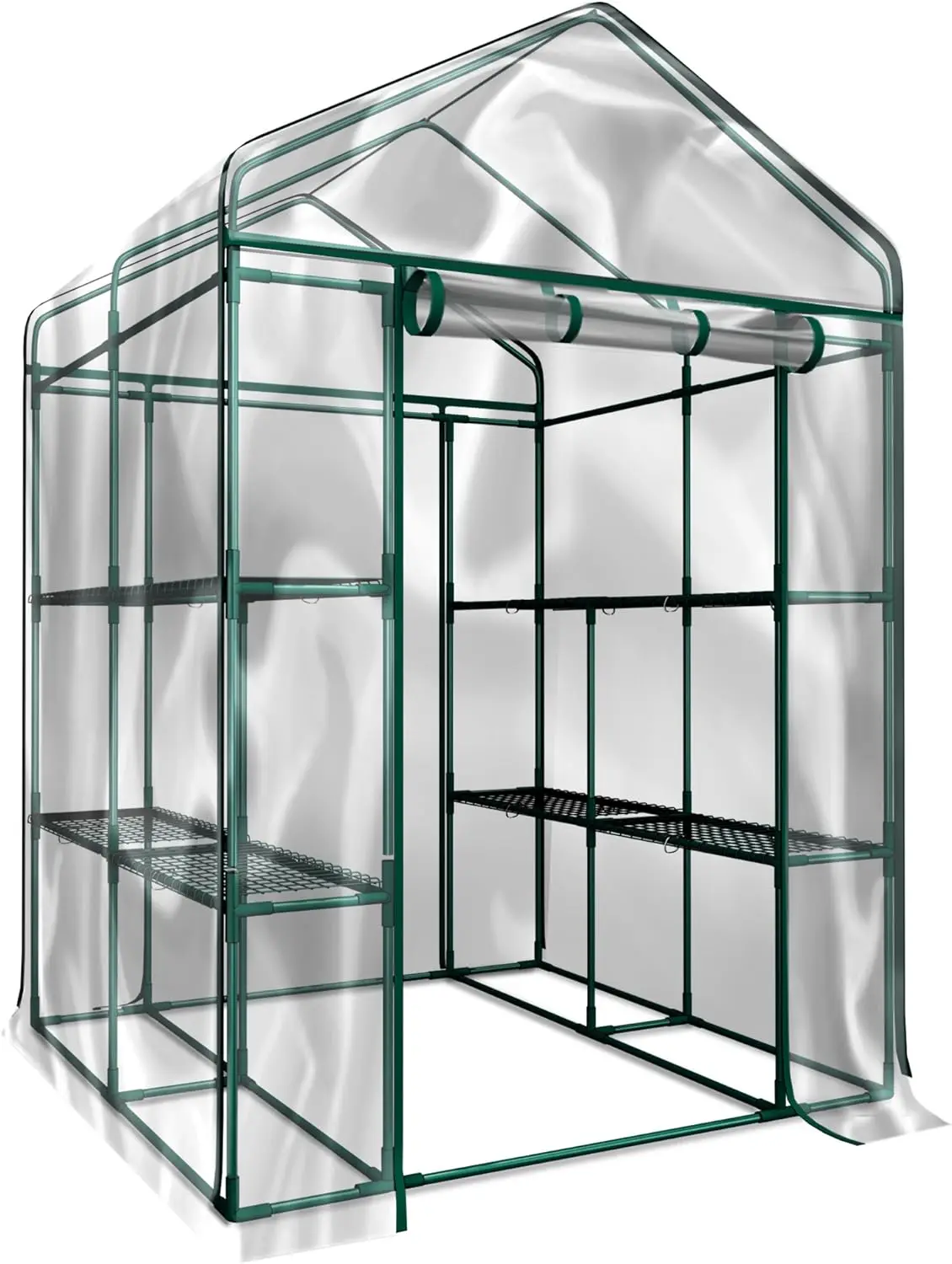 

Complete Walk-In Greenhouse W/ Shelves & PVC Cover for Indoor/Outdoor Use