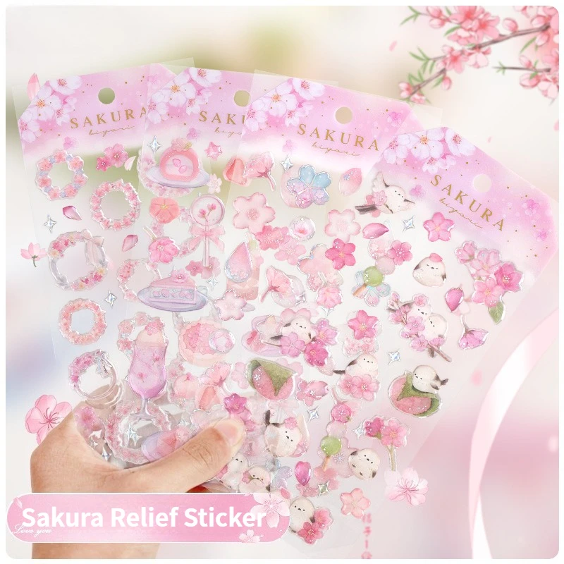 

Японская INS Сакура 3D рельефная наклейка милая эпоксидная смола желе кристалл наклейка для девочек чехол для телефона компьютеры Kawaii DIY украшение