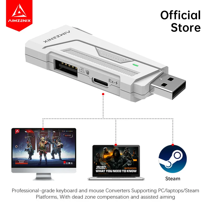 

Aimzenix AX200 PC Gaming K&M Converter/Adapter, App Customization, 1000Hz Reporting Rate