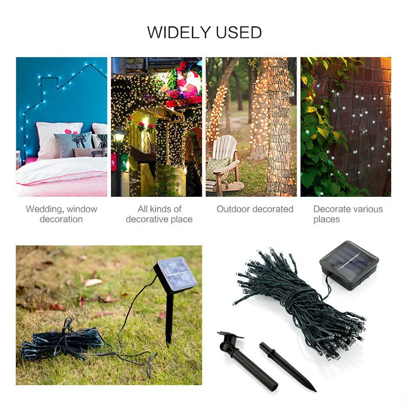 50/100/200 Led Solar Fairy Lights Outdoor Waterproof Street Garland Houses Christmas Party Garden Decorations String Light Strip