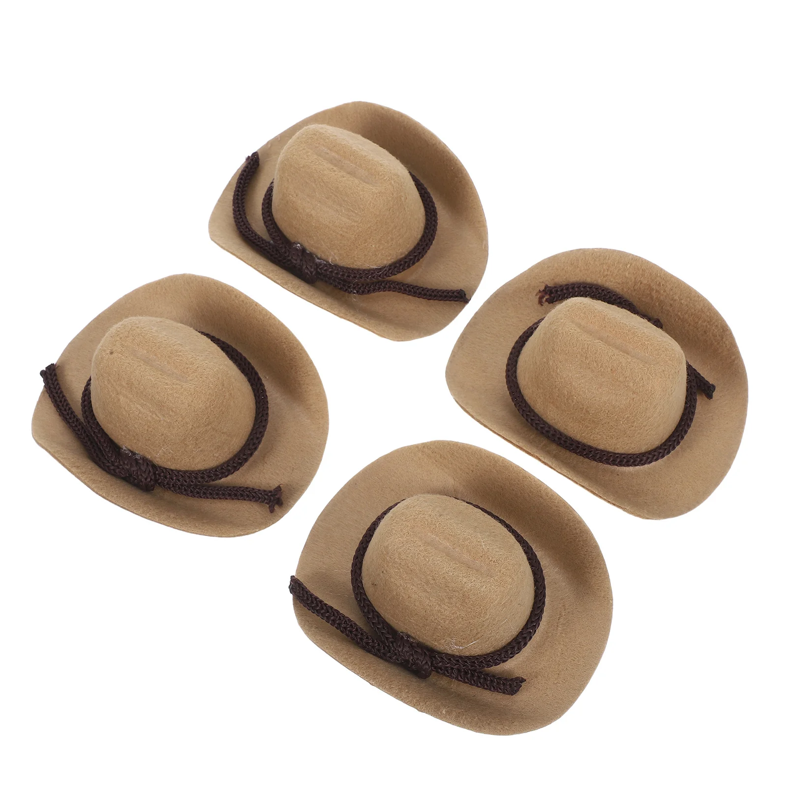 4Pcs Mini Cowboy Hats 8Cm Mini Western Style Accessories Tiny Caps for Party Decoration Miniature Cowgirl Hats for Crafts