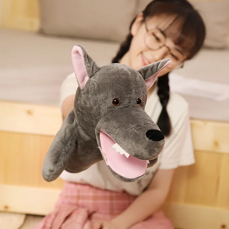Animal Plush Hand Puppets  Kids  Soft Toy Big Grey Wolf Shape Pretend Playing Dolls Gift For Children Gift