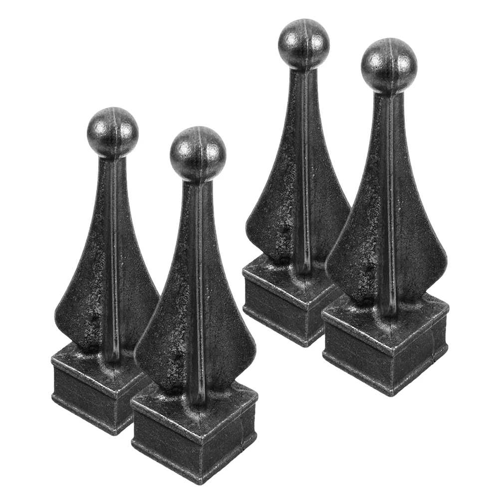 4 Pcs Wrought Iron Guardrail Accessories Elegant European Design Weldable Privacy Security Finial Tops Metal Finials