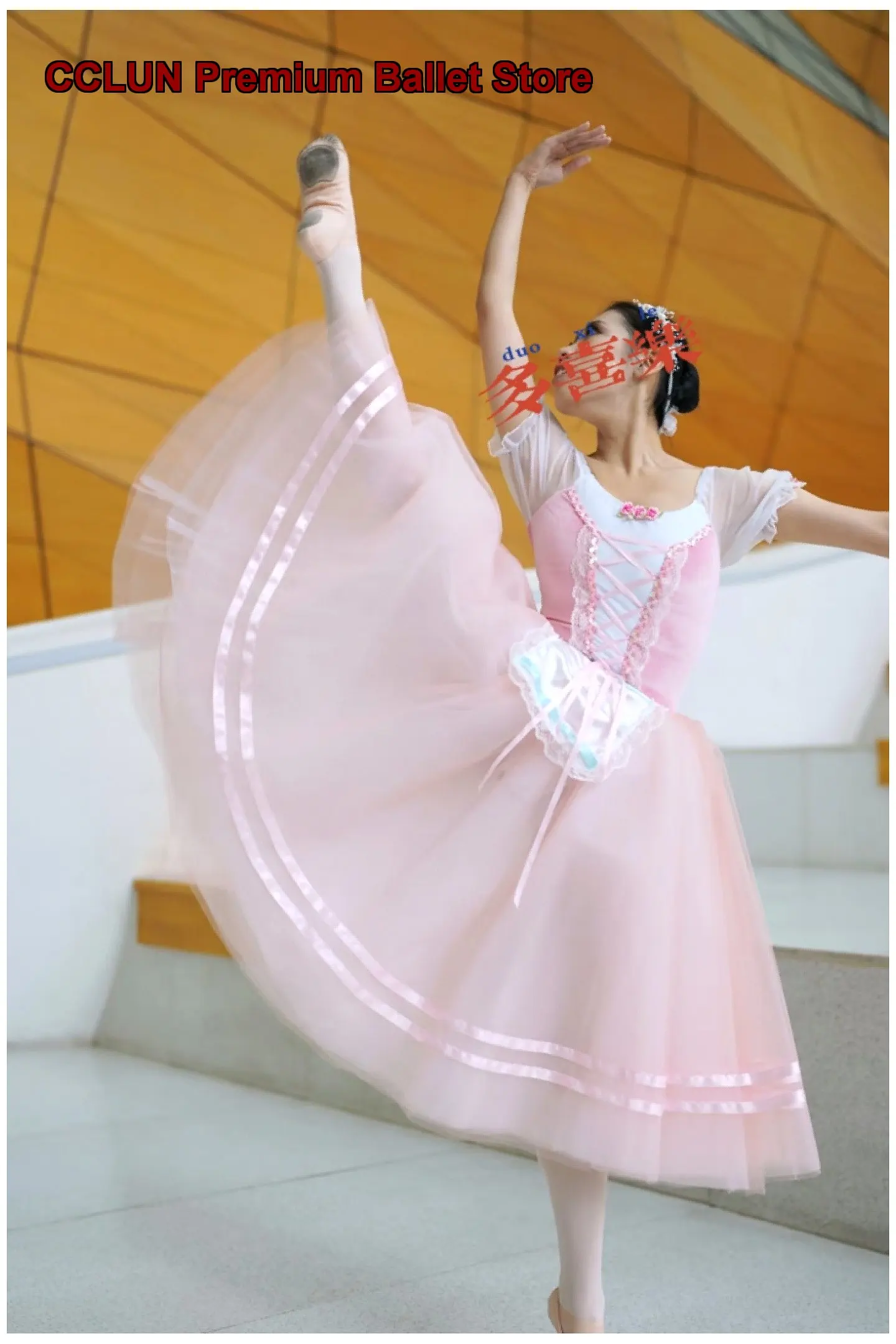 Girls' Long Giselle Performance Costume Swan Lake Nutcracker for Adults and Children Kids