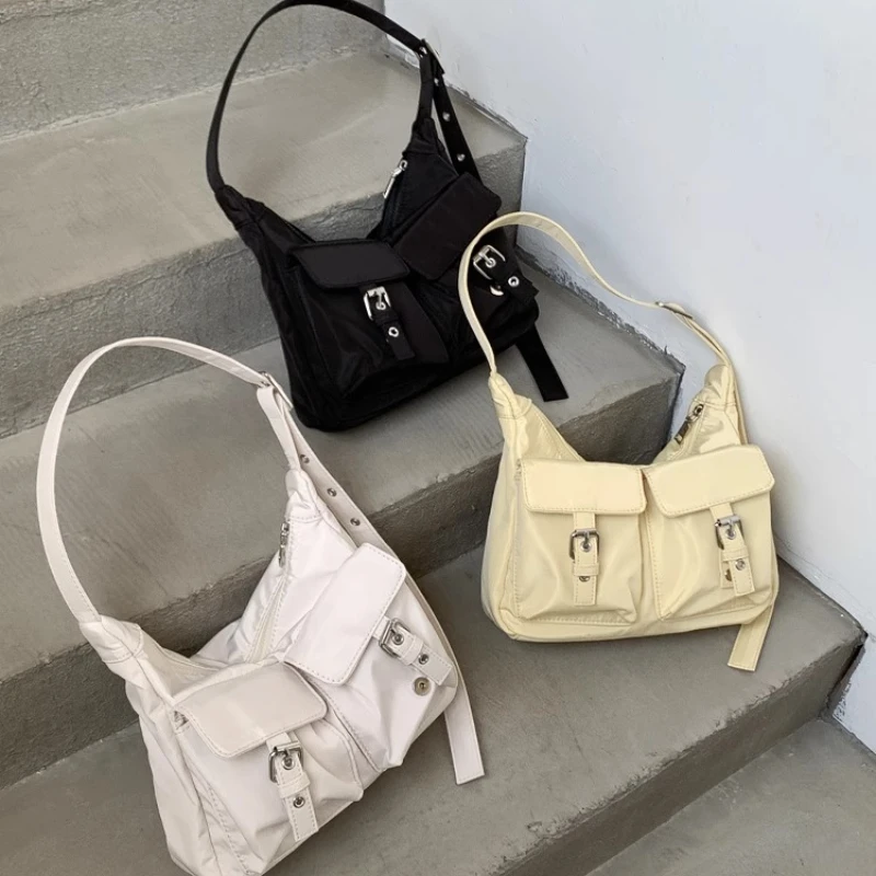 

Y2k Aesthetic Vintage Pockets Handbags All Match Women Streetwear Fashion Underarm Bag Simple Casual Chic Shoulder Bags Japanese